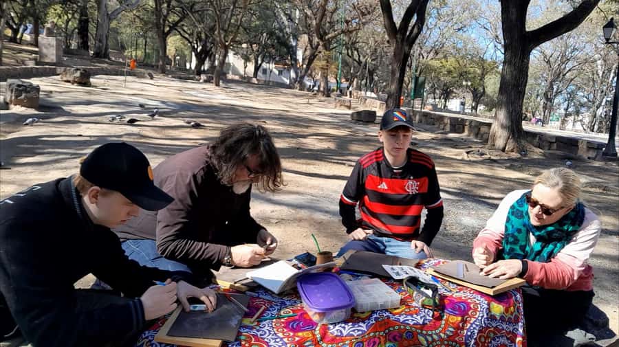 City of Salta: Alpaca and leather handicraft workshop in the open air! - Making a Souvenir Beside San Bernardo Hill
