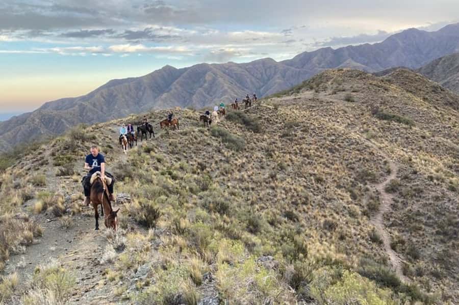 Mendoza: Sunset Horse Back Riding in the Mountains and BBQ - Riding the lower trails before sunset
