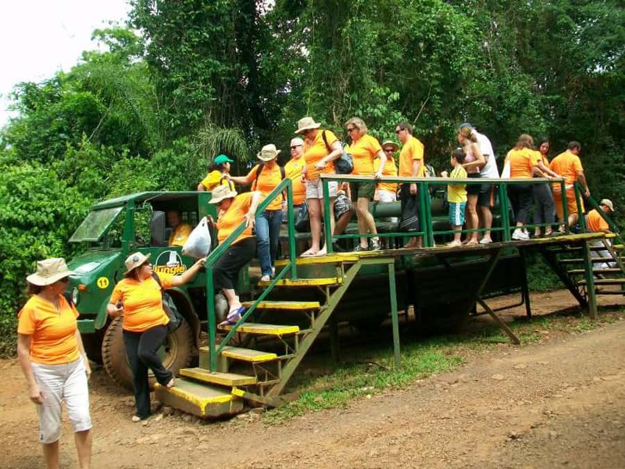 Puerto Iguazú: Iguazú Falls Adventure with 4WD & Boat Ride - The 100-meter descent to Puerto Macuco