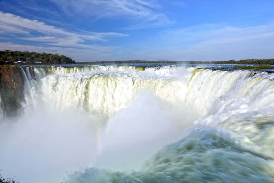 Water pouring into the Devil’s Throat at Iguazú Falls